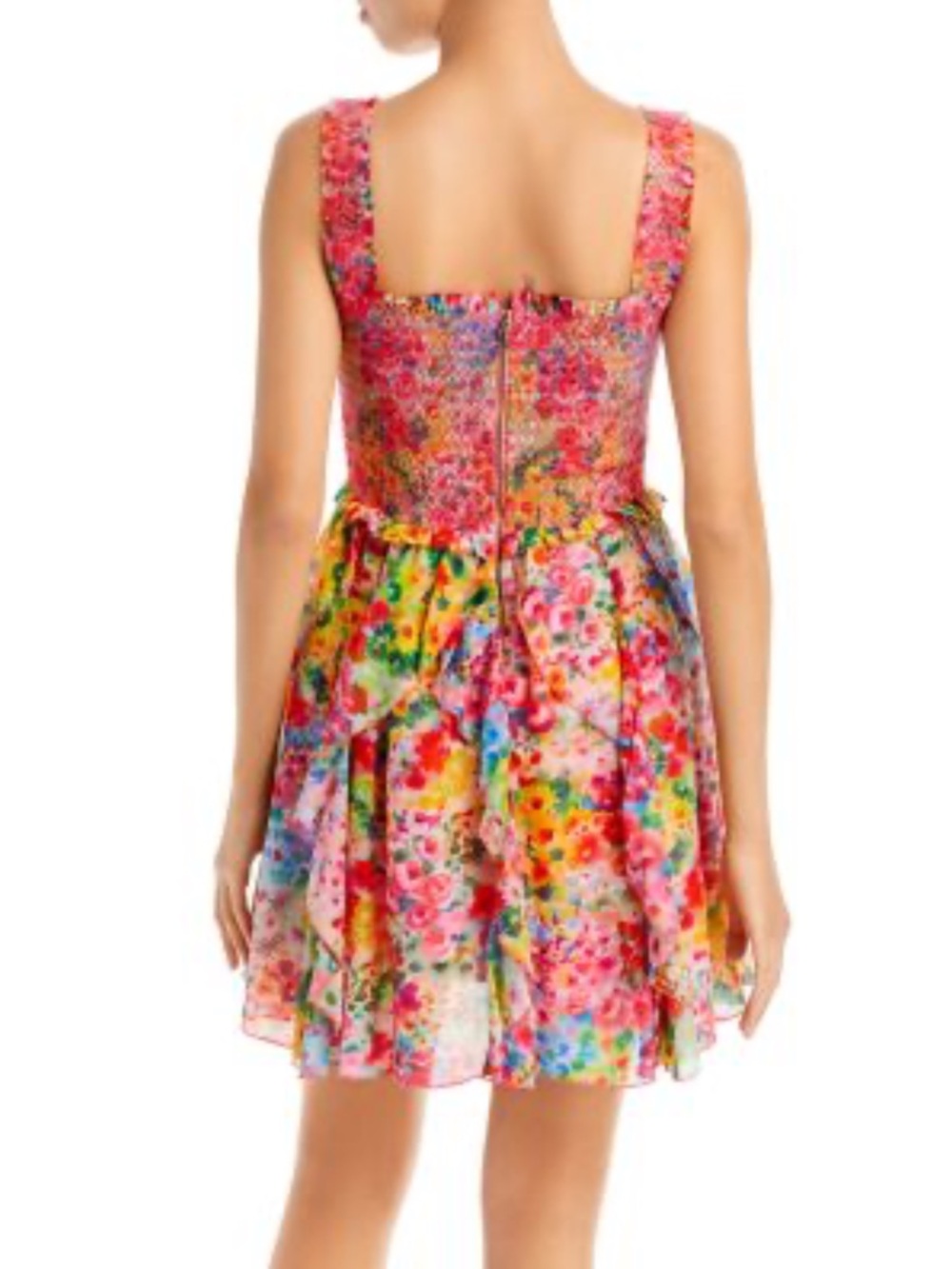Alice + Olivia Jocelyn Smocked Mini Dress 6 Silk Blend Coquette Girl Party - Picture 5 of 13